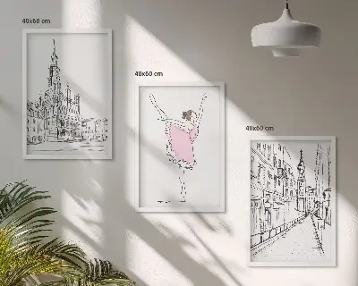 Billedvæg med ballerinaer og arkitektur inspiration til stilfuld indretning