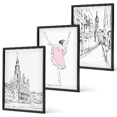 Billedvæg inspiration Stilfulde ballerinaer og arkitektur