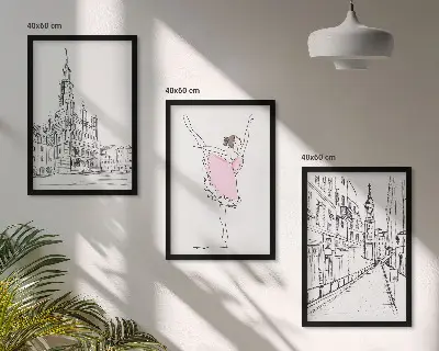 Billedvæg med ballerinaer og arkitektur inspiration til stilfuld indretning