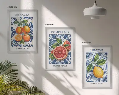 Italienske citrusmodeplakater billedsæt til soveværelset