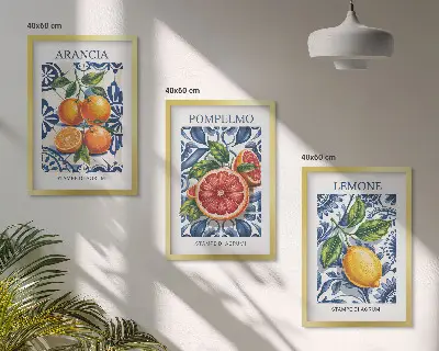 Italienske citrusmodeplakater billedsæt til soveværelset