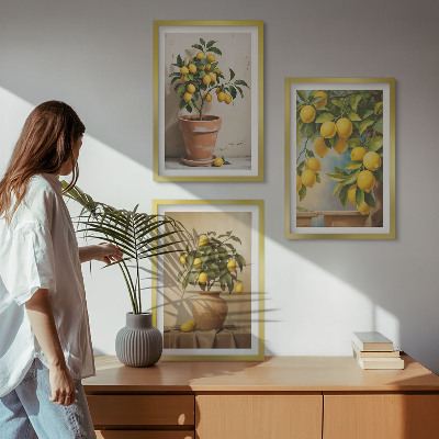 Billedvæg inspiration Citrontræer i en potte og en vase