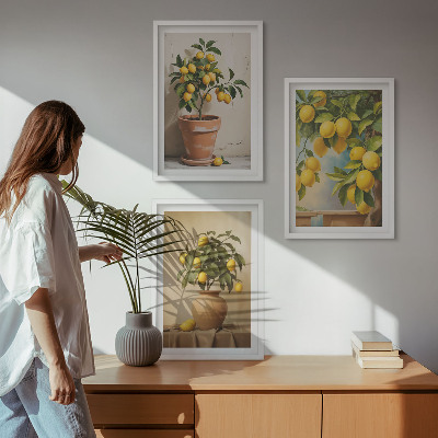 Billedvæg inspiration Citrontræer i en potte og en vase