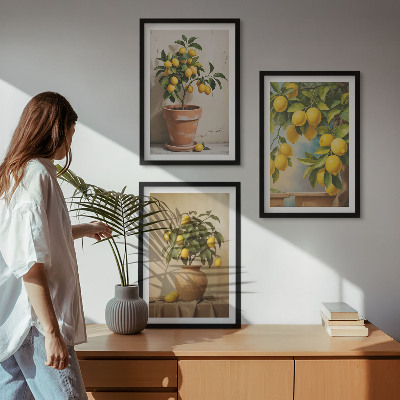 Billedvæg inspiration Citrontræer i en potte og en vase