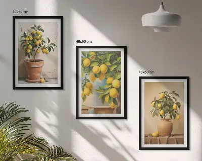 Billedvæg med citrontræer citrontræer i potte og vase