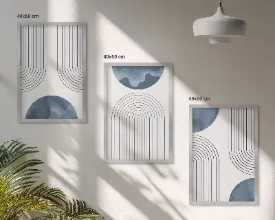Billedvæg med abstrakte blå mønstre inspiration