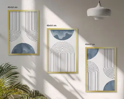 Billedvæg med abstrakte blå mønstre inspiration