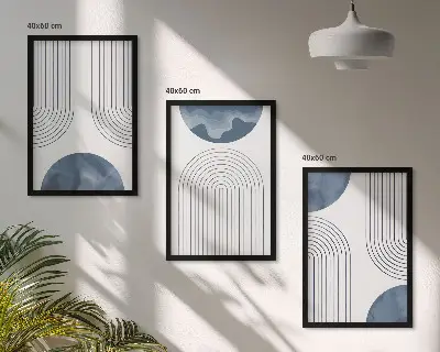 Billedvæg med abstrakte blå mønstre inspiration