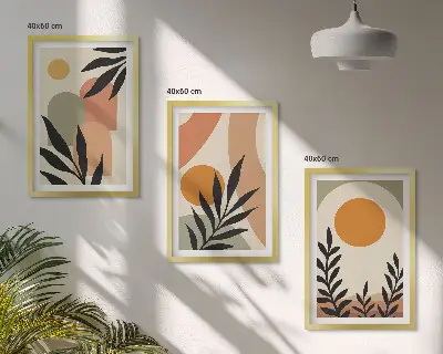 Billedvæg med abstrakte planteformer inspiration til din indretning