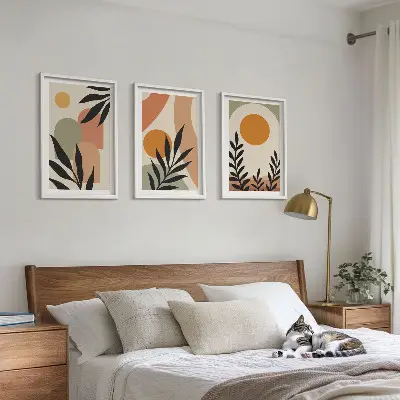 Billedvæg med abstrakte planteformer inspiration til din indretning