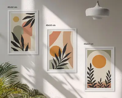 Billedvæg med abstrakte planteformer inspiration til din indretning