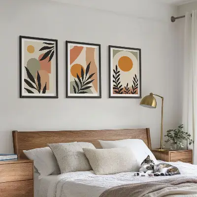 Billedvæg med abstrakte planteformer inspiration til din indretning