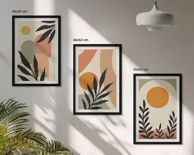 Billedvæg med abstrakte planteformer inspiration til din indretning