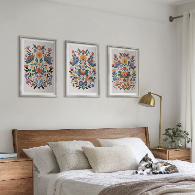 Billedvæg inspiration Blomstermønstre i intense farver