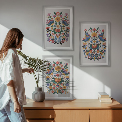 Billedvæg inspiration Blomstermønstre i intense farver