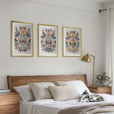 Billedvæg inspiration Blomstermønstre i intense farver