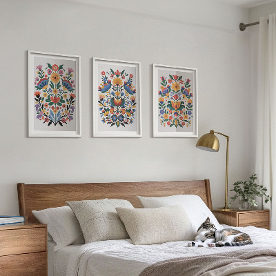 Billedvæg inspiration Blomstermønstre i intense farver