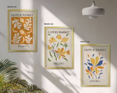 Billedsæt til soveværelset Blomsterplakater Paris Milano London