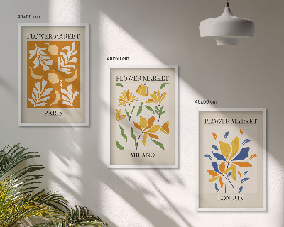 Billedsæt til soveværelset Blomsterplakater Paris Milano London