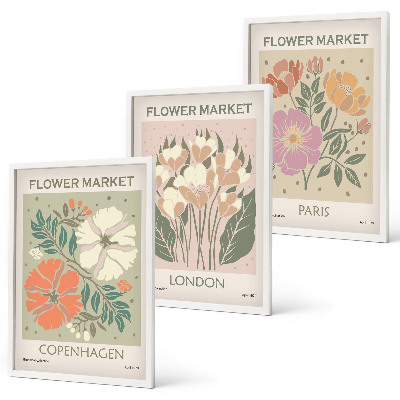 Billedsæt til soveværelset Blomsterplakater København London Paris