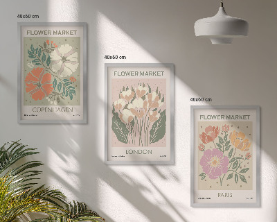 Billedsæt til soveværelset Blomsterplakater København London Paris