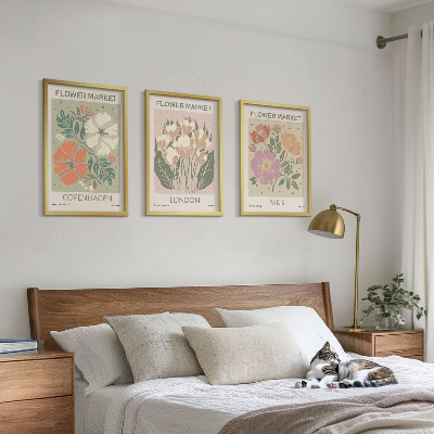 Billedsæt til soveværelset Blomsterplakater København London Paris