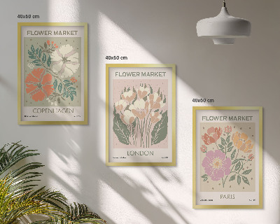 Billedsæt til soveværelset Blomsterplakater København London Paris