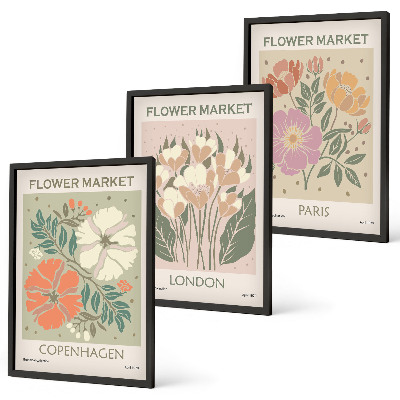 Billedsæt til soveværelset Blomsterplakater København London Paris