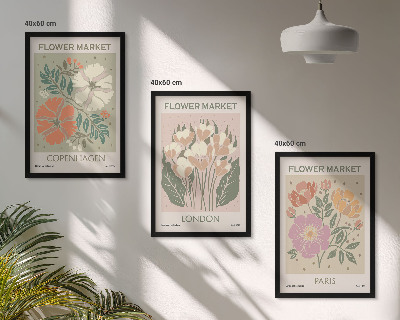 Billedsæt til soveværelset Blomsterplakater København London Paris