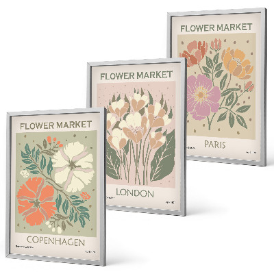Billedsæt til soveværelset Blomsterplakater København London Paris