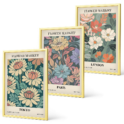Billedvæg inspiration Blomsterplakater Tokyo Paris London