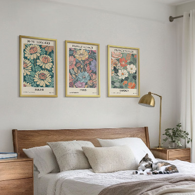 Billedvæg inspiration Blomsterplakater Tokyo Paris London
