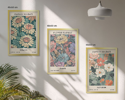 Billedvæg inspiration Blomsterplakater Tokyo Paris London