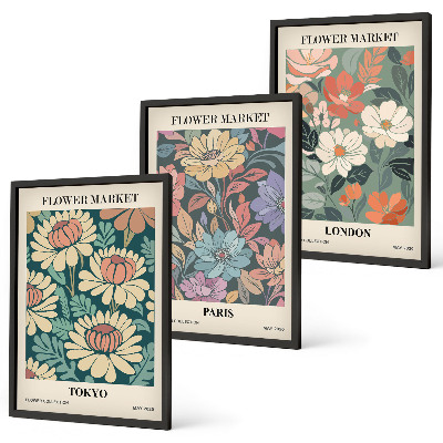 Billedvæg inspiration Blomsterplakater Tokyo Paris London