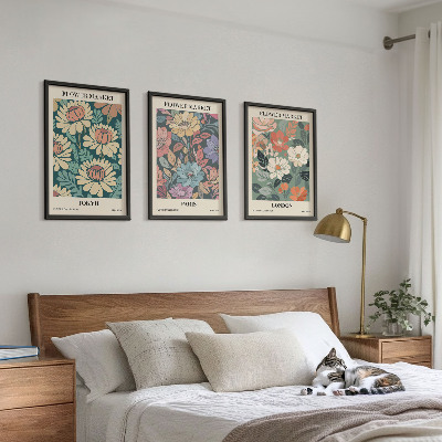 Billedvæg inspiration Blomsterplakater Tokyo Paris London