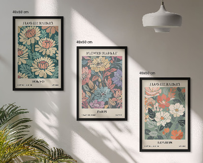 Billedvæg inspiration Blomsterplakater Tokyo Paris London