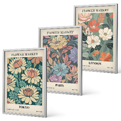 Billedvæg inspiration Blomsterplakater Tokyo Paris London