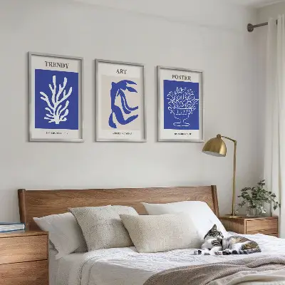 Matisses abstrakte plakater triptykon med rammer