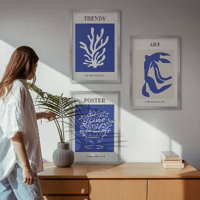 Triptykon billeder med ramme Matisses abstrakte plakater