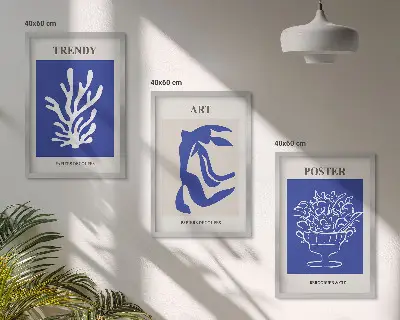 Matisses abstrakte plakater triptykon med rammer