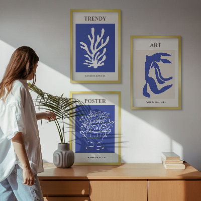 Triptykon billeder med ramme Matisses abstrakte plakater