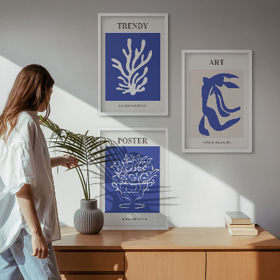 Triptykon billeder med ramme Matisses abstrakte plakater