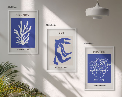 Triptykon billeder med ramme Matisses abstrakte plakater