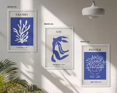Matisses abstrakte plakater triptykon med rammer