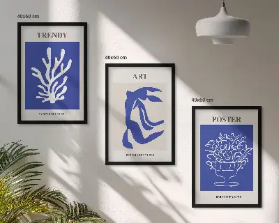 Matisses abstrakte plakater triptykon med rammer