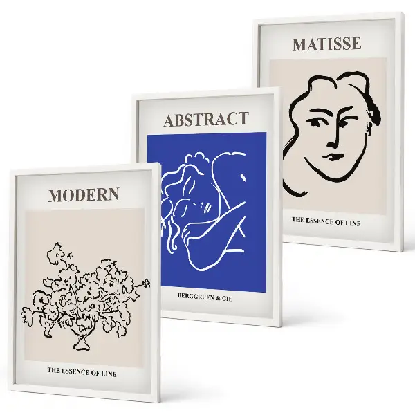 Billedsæt til soveværelset moderne plakater i Matisse-stil