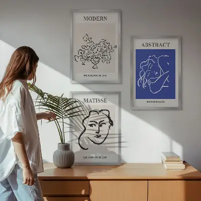 Billedsæt til soveværelset moderne plakater i Matisse-stil