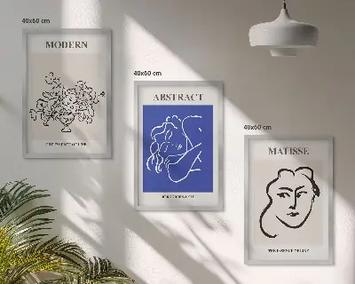 Billedsæt til soveværelset moderne plakater i Matisse-stil