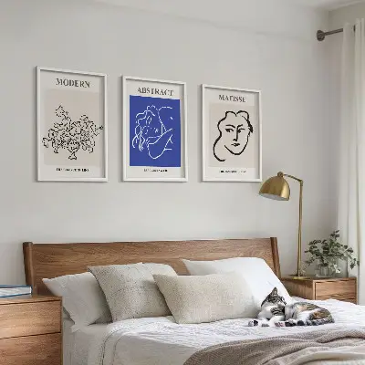 Billedsæt til soveværelset moderne plakater i Matisse-stil