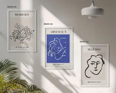 Billedsæt til soveværelset moderne plakater i Matisse-stil